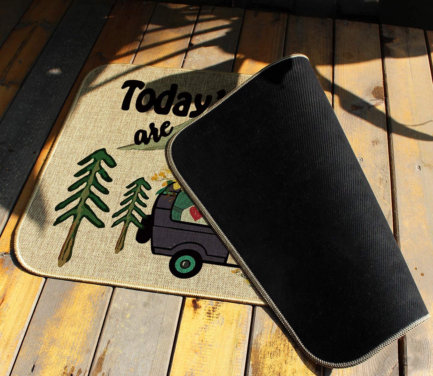 OCCdesign Burlap Camper Doormat, Camping RV Entranc Decorative Door Mat Rug -Today's Adventures