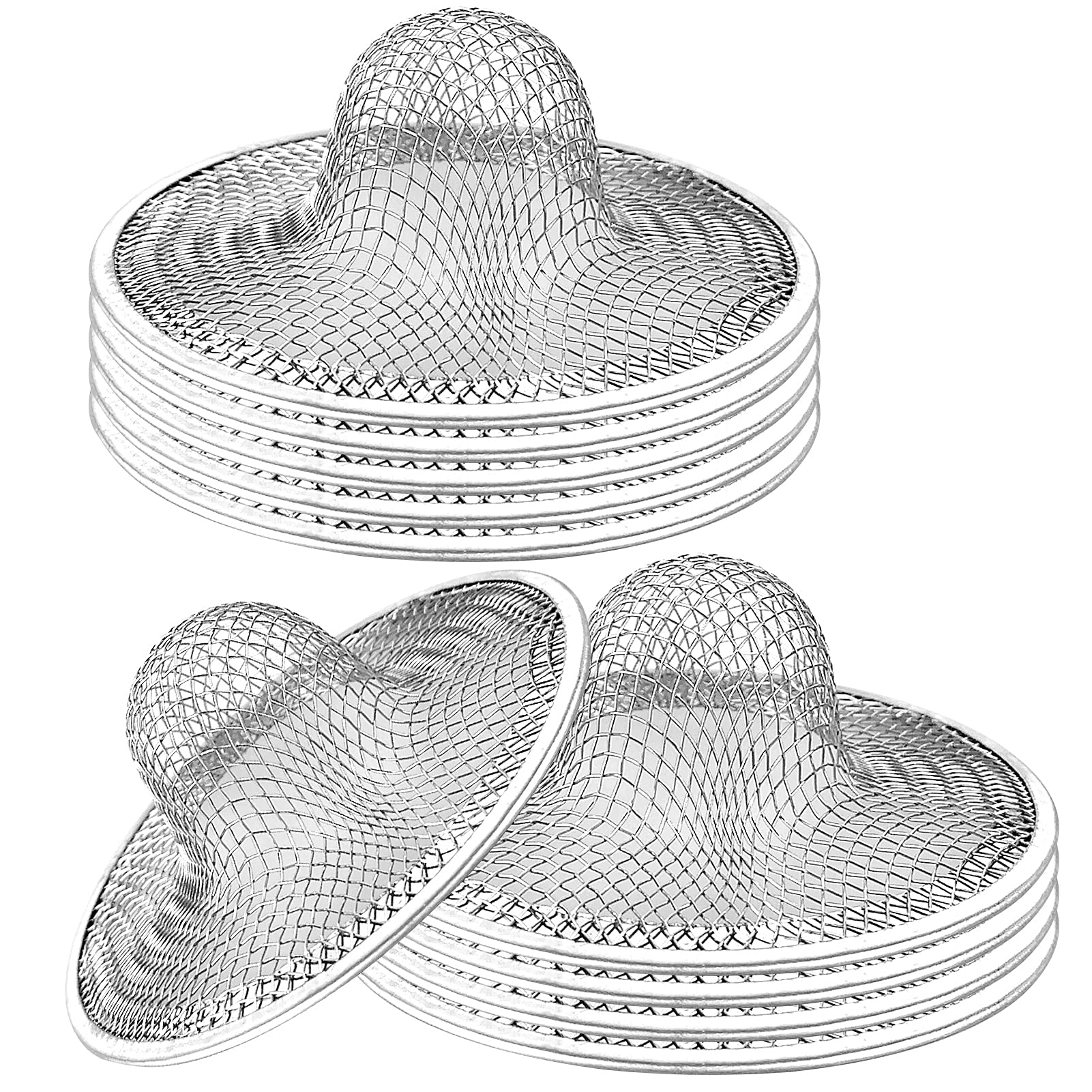 10pcs Mesh Sink Strainer, 2.75" Top/1" Stainless Steel Slop Basket Filter Trap, Metal Kitchen Drain Strainer, Hair Basket Drain - Fits Most Kitchen Sinks, Bathroom Sinks,Shower Drains,Floor Drain