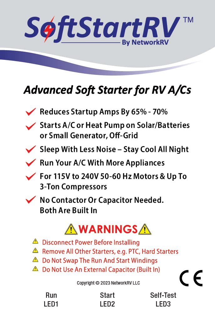 SoftStartRV Soft Start for RV Air Conditioner, RV AC Soft Start Kit for Air Conditioner, Easy Start Even with a Small Generator, 100% Waterproof, Trailer Camper, Motorhome HVAC - Pack of 2