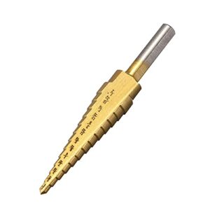 uxcell Step Drill Bit HSS4241 1/8" to 1/2" 13 Sizes Straight Flutes Triangular Shank for Metal Wood Plastic 2Pcs