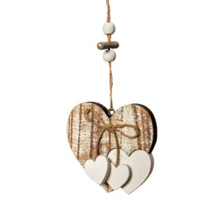 sun&beam heart-shaped wooden decorative hanging handmade hearts ornaments for wedding party valentine christmas home decoration car décor (d-#1, 1pcs)