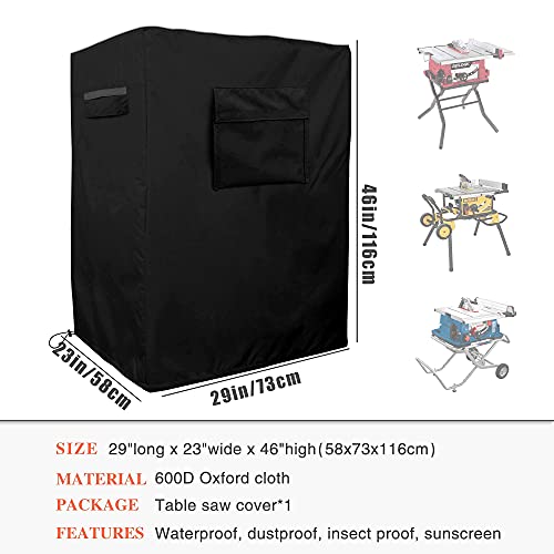 Table Saw Cover, Heavy Oxford cloth Waterproof Table Saw Cover, Outdoor Portable Table Saw Cover, 35"Lx27"Dx46"H