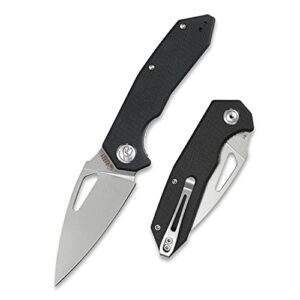 kubey coeus ku122a 7.28" thumb open pocket knife, high flat ground blade and ergonomic g10 handle small knife for camping hunting and everyday carry