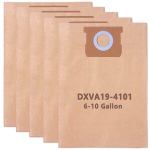 5 pack dxva19-4101 replacement filter bags for dewalt 6-10 gallon wet/dry vacuum models dxv06p, dxv09p, dxv10p, dxv10s