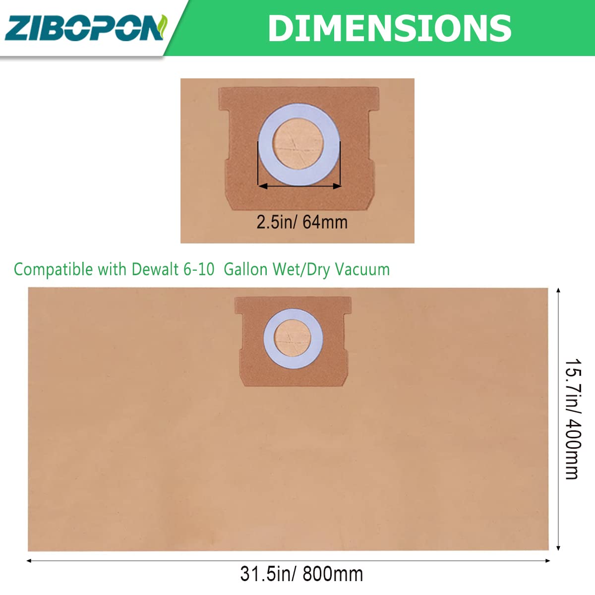 5 Pack DXVA19-4101 Replacement Filter Bags for DEWALT 6-10 Gallon Wet/Dry Vacuum Models DXV06P, DXV09P, DXV10P, DXV10S