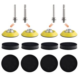 nynm 4pcs 2 inch hook and loop sanding pad for sanding discs with 1/4 inches dia shank drill attachment + soft foam layer buffering pad (8 pack)