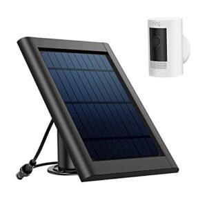 ayotu weatherproof solar panel for stick up cam battery/plug-in 3rd gen/2nd gen & spotlight cam battery, 3.8m/12ft charging cable with wall mount (not include camera),black