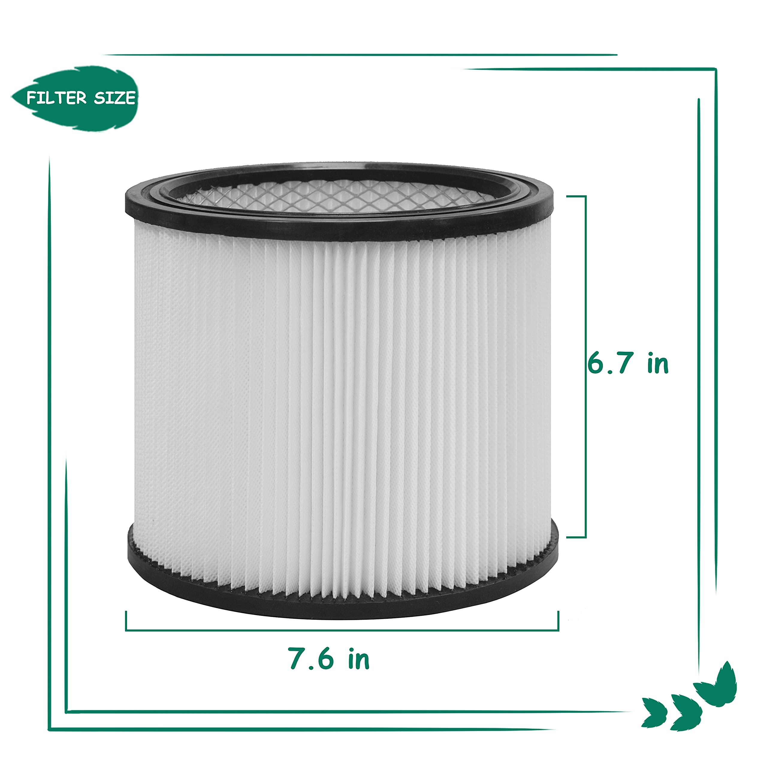 Asheviller 90304 Replacement Filter with Lid, Compatible with Shop-Vac 90304, 90350, 90333, Shop Vac 903-04-00, 9030400, 90595, 5 Gallon Up Wet/Dry Vacuum Cleaners, 2Pack