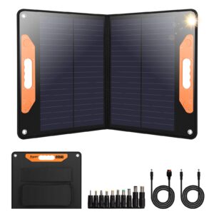 60w foldable solar panel monocrystalline,aguei solar charger for power station,12v battery,solar generator with adjustable kickstand and 3 usb for outdoor camping vanlife rv off grid