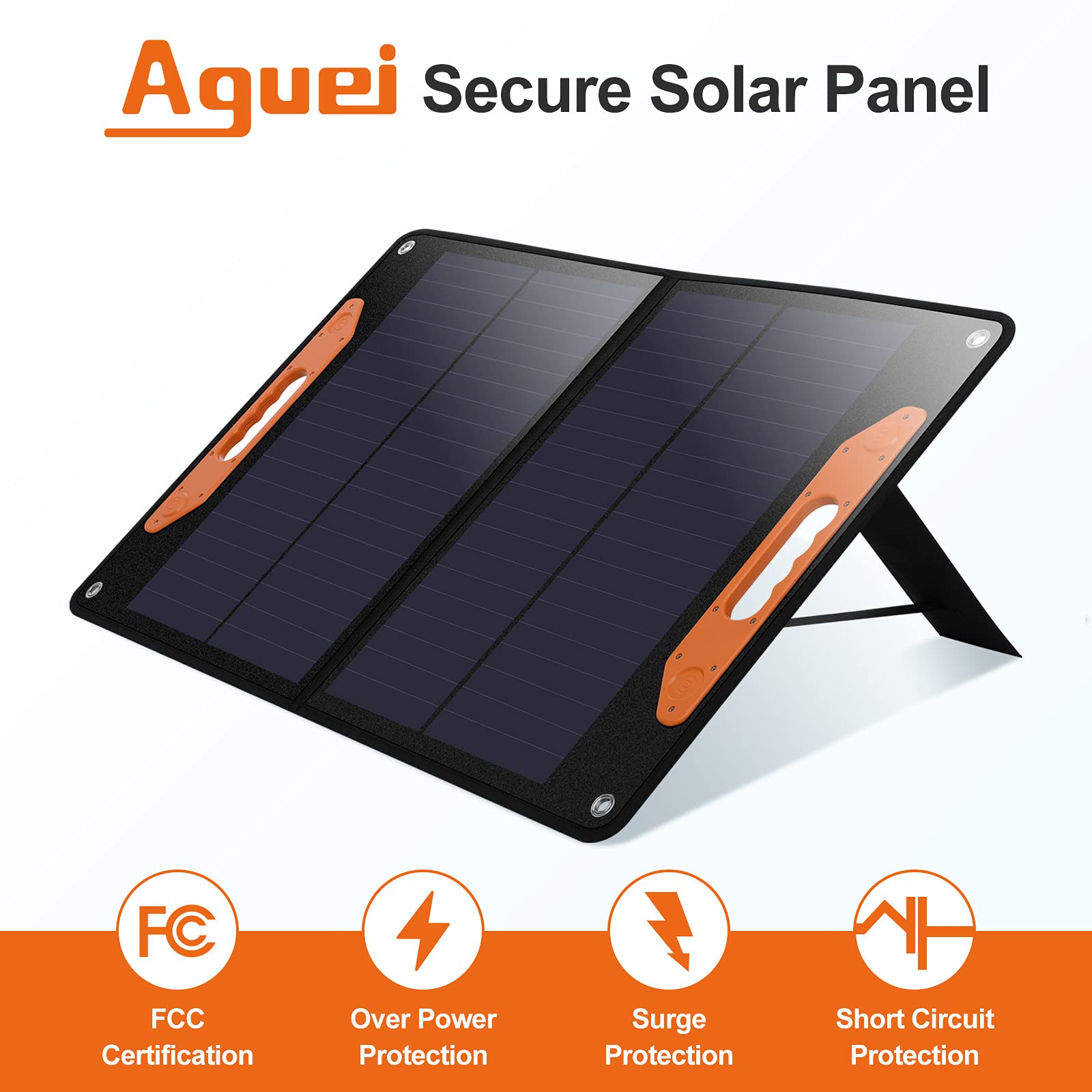 60W Foldable Solar Panel Monocrystalline,Aguei Solar Charger for Power Station,12V Battery,Solar Generator with Adjustable Kickstand and 3 USB for Outdoor Camping Vanlife RV Off Grid