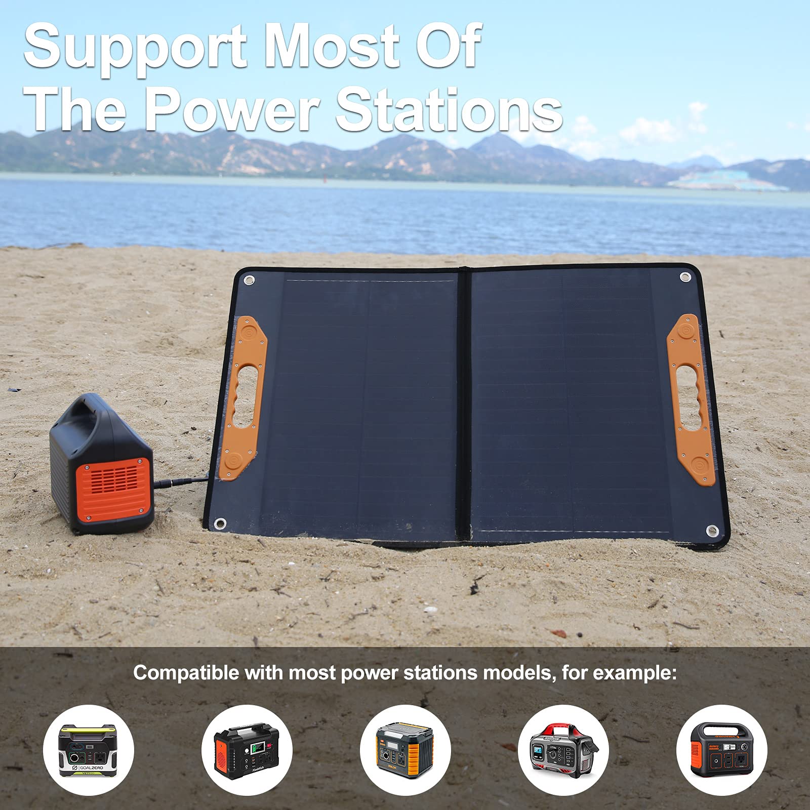 60W Foldable Solar Panel Monocrystalline,Aguei Solar Charger for Power Station,12V Battery,Solar Generator with Adjustable Kickstand and 3 USB for Outdoor Camping Vanlife RV Off Grid