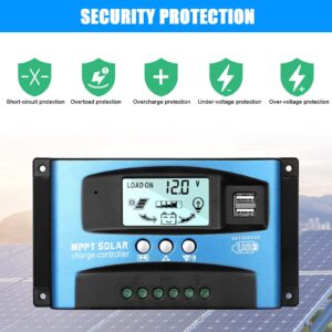 EEEKit MPPT 100A Solar Charge Controller, Upgraded Solar Panel 12V 24V Dual USB Intelligent Regulator, Adjustable Parameter Backlight LCD Display and Timer Setting, Multi-Function Protection