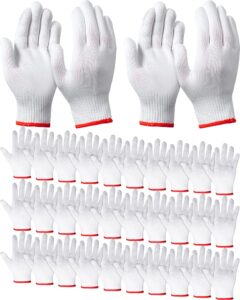 satinior 36 pairs hand work gloves white cotton liners gloves safety work gloves liners men women cotton bbq gloves (red edging), one size