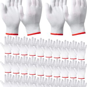 SATINIOR 36 Pairs Hand Work Gloves White Cotton Liners Gloves Safety Work Gloves Liners Men Women Cotton BBQ Gloves (Red Edging), One Size