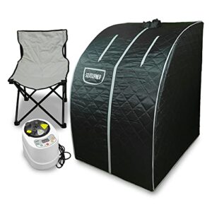 sojourner portable sauna for home - steam sauna tent, personal sauna - sauna heater, tent, chair, remote included for home sauna - enjoy your own personal spa