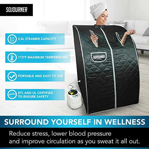 Sojourner Portable Sauna for Home - Steam Sauna Tent, Personal Sauna - Sauna Heater, Tent, Chair, Remote Included for Home Sauna - Enjoy Your Own Personal Spa