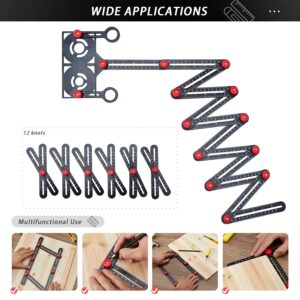 SUNLFPROD Multi Angle Measuring Ruler Pro, Universal Multi Angle Tool, 12-Sided Aluminum Alloy Full Metal Angle Measurement & Opening Locator, Tile Holes Measure Ruler with 5-Hole Positioning Aperture