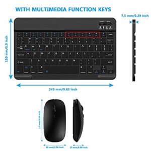 Ultra-Slim Small Bluetooth Keyboard and Mouse Combo Portable Rechargeable Cordless Wireless Keyboard for Android Tablet Cell Phone Samsung Smartphone iPhone iPad Mini Pro Air Windows Surface (Black)
