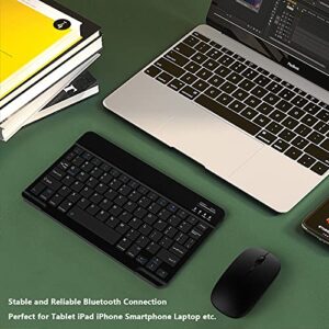 Ultra-Slim Small Bluetooth Keyboard and Mouse Combo Portable Rechargeable Cordless Wireless Keyboard for Android Tablet Cell Phone Samsung Smartphone iPhone iPad Mini Pro Air Windows Surface (Black)