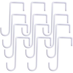 higift 12 pack vinyl fence hooks, 2 x 6 inch patio hangers powder coated steel fence hangers for hanging plants, planters, bird feeders, lights, pool tools (white)