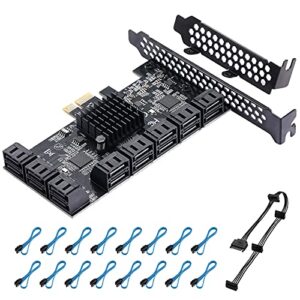beyimei pcie sata card 16 ports, 6 gbit/s sata 3.0 pcie card, pcie to sata controller expansion card, boot as system hard drive, suitable for all pcie slots (jmb575 + asm1064)