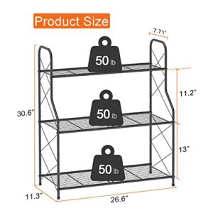 Auledio Plant Stand Rack 3 Tier Indoor Outdoor Multiple Holder Shelf,Black