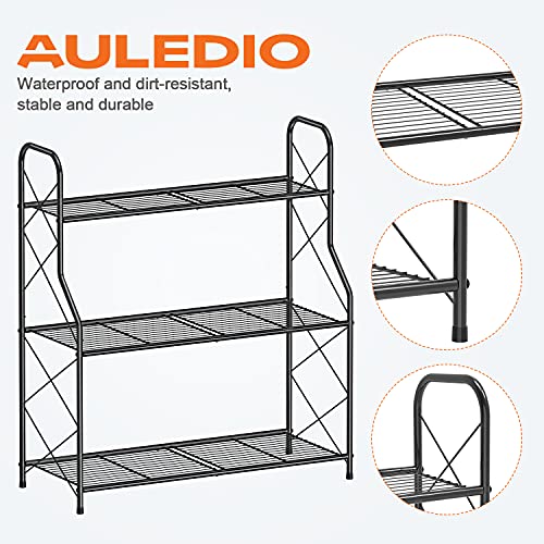 Auledio Plant Stand Rack 3 Tier Indoor Outdoor Multiple Holder Shelf,Black