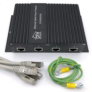 Ethernet 4-Port Gigabit (Non-POE) Surge Protector Kit with 4 CAT 6a Jumper Cables and Ground Wire