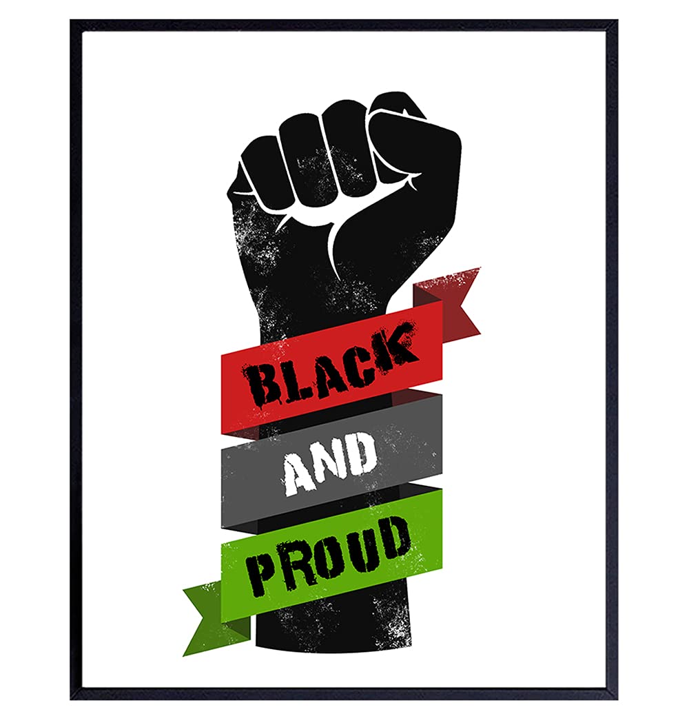 African American Wall Art - Black Art - African American Flag - Black Lives Matter Sign Poster - Black Pride - Black Culture - Civil Rights Afro American Wall Decor - Motivational Gift for Men, Women