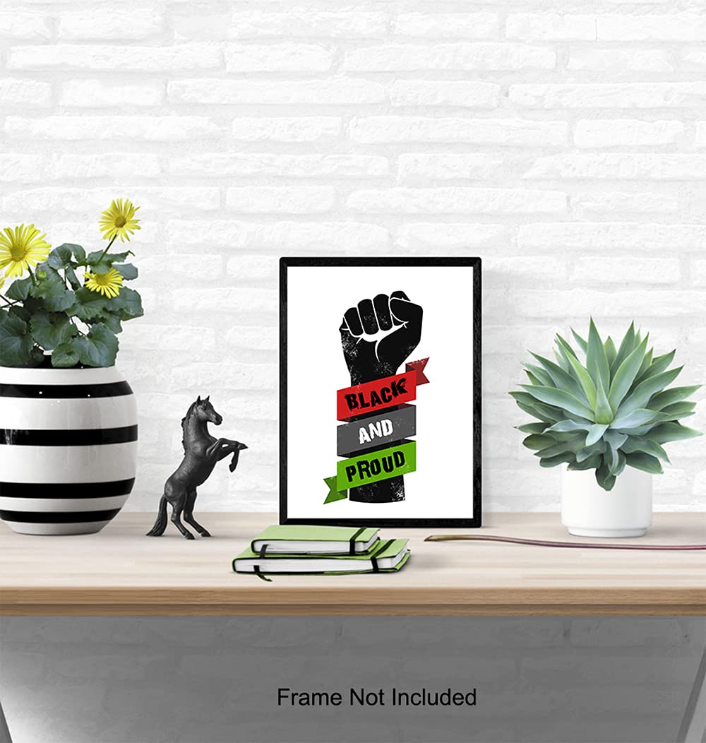 African American Wall Art - Black Art - African American Flag - Black Lives Matter Sign Poster - Black Pride - Black Culture - Civil Rights Afro American Wall Decor - Motivational Gift for Men, Women