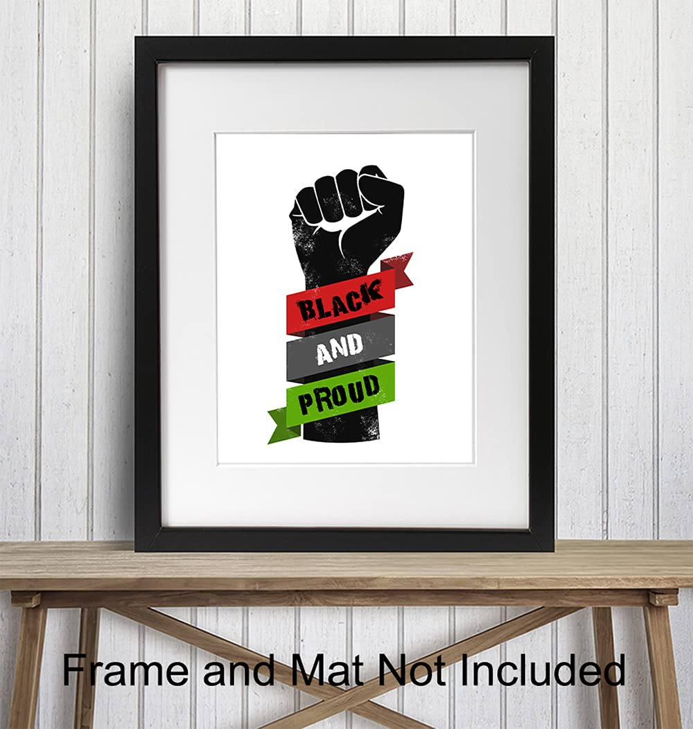 African American Wall Art - Black Art - African American Flag - Black Lives Matter Sign Poster - Black Pride - Black Culture - Civil Rights Afro American Wall Decor - Motivational Gift for Men, Women