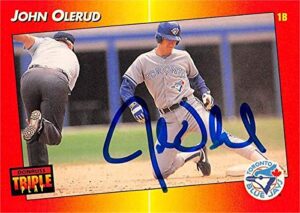 autograph warehouse 626138 john olerud autographed baseball card - toronto blue jays - 1992 donruss triple play no.110