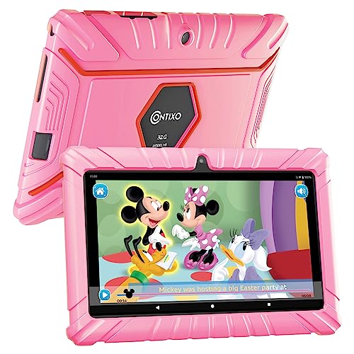 Contixo Kids Tablet V8, 7-inch HD, Ages 3-7, Toddler Tablet with Disney E-Bookd, Parental Control - Android 11, 32GB, WiFi, Learning Tablet for Children w/ 50 Disney Storybooks Apps (Value $200), Pink