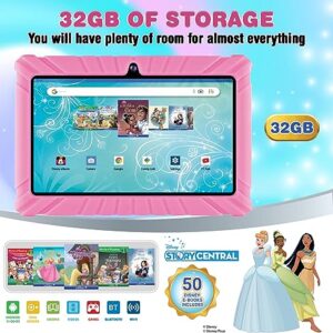 Contixo Kids Tablet V8, 7-inch HD, Ages 3-7, Toddler Tablet with Disney E-Bookd, Parental Control - Android 11, 32GB, WiFi, Learning Tablet for Children w/ 50 Disney Storybooks Apps (Value $200), Pink