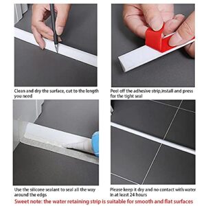 39Inch Shower Threshold Water Dam Barrier,Shower Dam Water Stopper for Frameless Shower Door Bottom,Silicone Sink Splash Guard for Kitchen Bathroom,Corner Shower Water Guard for Bathtub(Transparent)