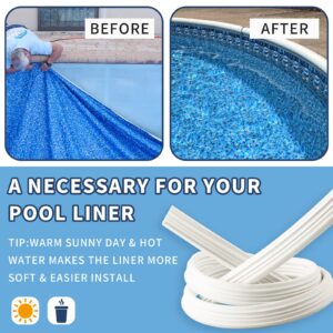 Swimming Pool Liner Locking Strips - 120ft White Pool Bead Wedge Lock Roll, Pliable Plastic Flexible Pool Liner Repair Kit Fit for most Above-Ground & In-Ground Swimming Pool Vinyl Beaded Liners