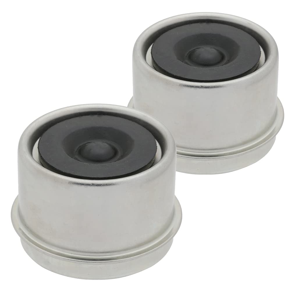 Dust Cap 2" for Trailer Axle Wheel Hub and Bearing Hub with Rubber Plug, Replacement for Boat Trailer, 3500 Lbs Capacity - 2 Pack