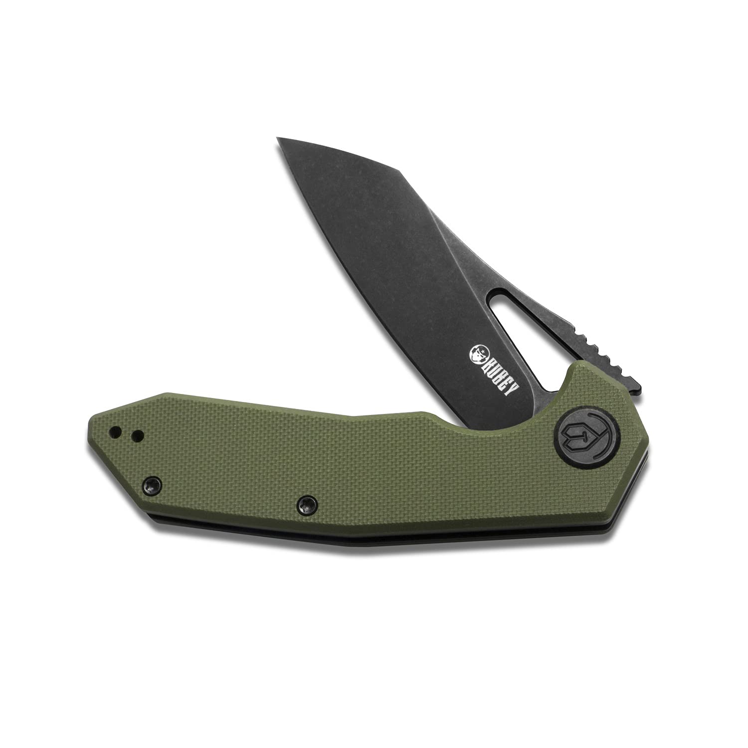 KUBEY Vagrant KU291 Folding Knife, Everyday Carry Pocket Knives 3" AUS10 S.S and G10 Handle with Deep Carry Clip Outdoor Knife for Men and Women (Green)