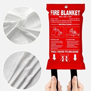 SITERWELL Fire Blanket, Fiberglass Fire Suppression Blanket for Emergency Surival，Emergency Blanket with Heat Insulation, Survival Blanket for Home, Grill, Car, Boat,4-Pack