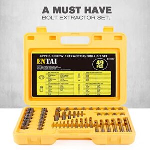 ENTAI 49-Piece Bolt Extractor Screw Extractor Set, with 13-Piece Bolt Extractor Set, 16-Piece Drill Bit Set, 19-Piece Multi-Spline Screw Extractor Set and 1-Piece Extension, Solid Carrying Case