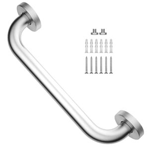 12 inch satin brushed nickel shower grab bar - 1" diameter, imomwee stainless steel bathroom grab bar handle, balance bar for shower and wall, safety hand rail support, handicap elderly assist handle