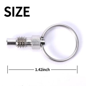 2 Packs Spring Plunger with Pull Ring, 1/4"- 20 Thread Size, 0.31" Thread Length, Stainless Steel Non-Locking Type Stubby Hand-Retractable Spring Plunger Index Plunger