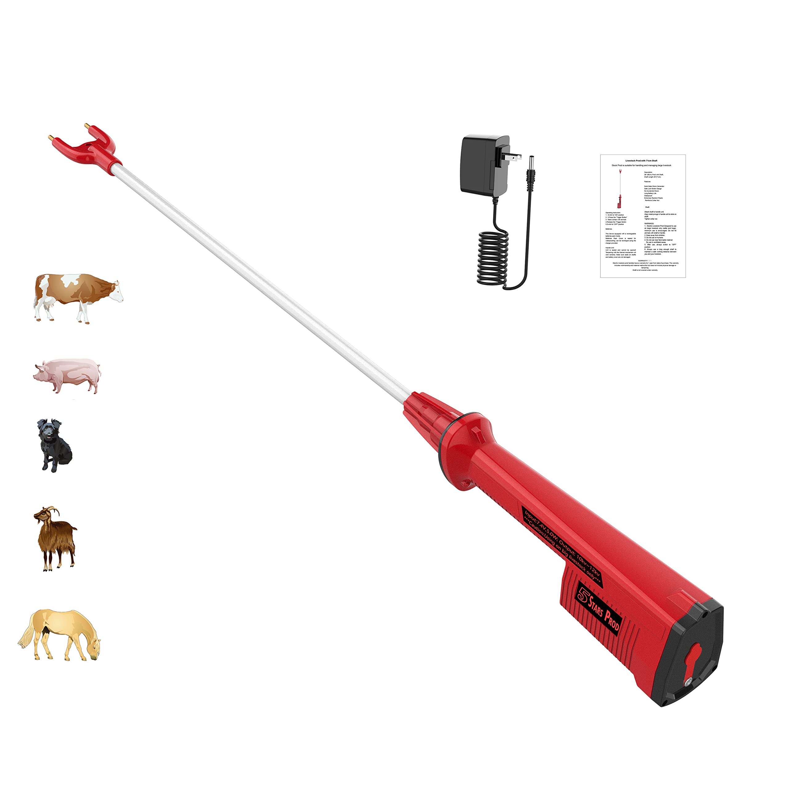 C Cattleya Cattle Prod for Dogs Cows, Liverstock Prod Rechargeable, Waterproof Electric Cattle Prod Stick for Cow Pig Goats (39 in.)