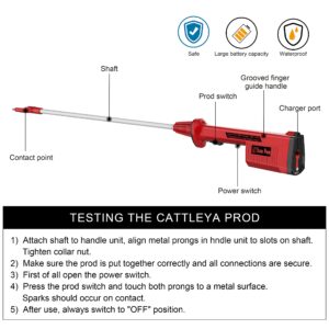 C Cattleya Cattle Prod for Dogs Cows, Liverstock Prod Rechargeable, Waterproof Electric Cattle Prod Stick for Cow Pig Goats (39 in.)