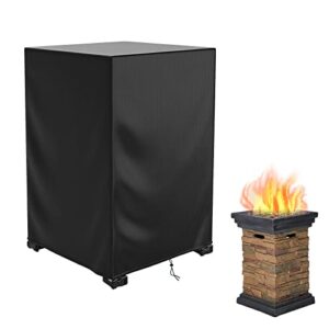 fire pit cover square waterproof, 21.6"l x 21.6"w x 35.4"h durable gas outdoor firepit cover, patio fireplace cover wind/fading/dust/sun resistance