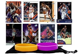 phoenix suns legends basketball cards: charles barkley, devin booker, dan majerle, kevin johnson, jason kidd, amare stoudamire, shawn marion, walter davis assorted trading card and wristbands bundle