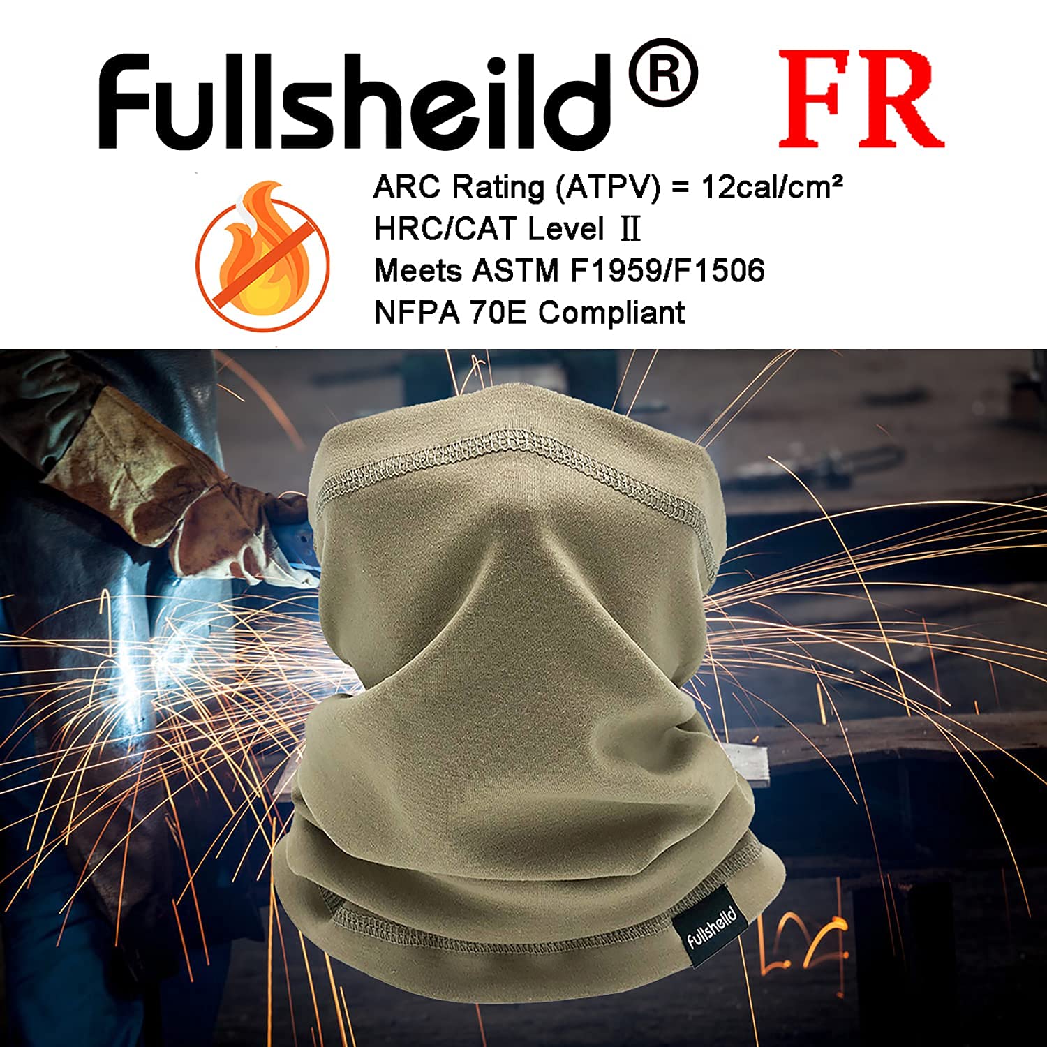 Fullsheild Cotton FR Neck Gaiter Welding Cap Set Flame Resistant 12 CAL Face Muffler Cover with Weld Hats for Welder Automotive Working