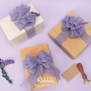 Ribbli Light Purple/Lavender Burlap Wired Ribbon,1-1/2 Inch x 10 Yard, Easter Wired Edge Ribbon for Big Bow,Wreath,Tree Decoration,Outdoor Decoration