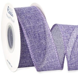 ribbli light purple/lavender burlap wired ribbon,1-1/2 inch x 10 yard, easter wired edge ribbon for big bow,wreath,tree decoration,outdoor decoration