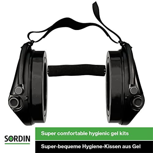 Sordin Supreme PRO X Neckband Safety Ear Muffs - With Gel Seal Hygiene Kit - Active Hearing Protection SNR: 25dB - Black - 76302-X-02-G-S